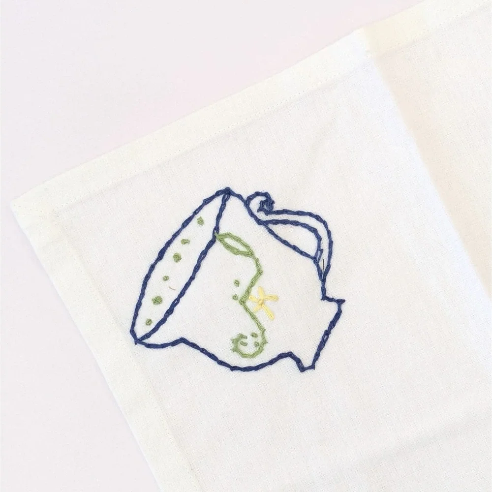 2010 Anthropologie Dish Towel Applique Teapot Tea Cups Floral Fabric INDIA New